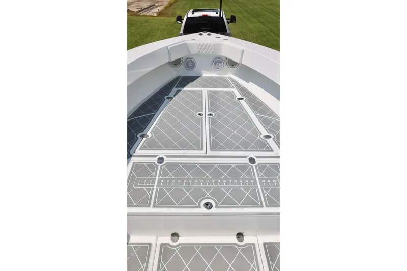 Slide: The Image of 2005 Venture 39 Open boat deck with custom non-slip flooring. - 8