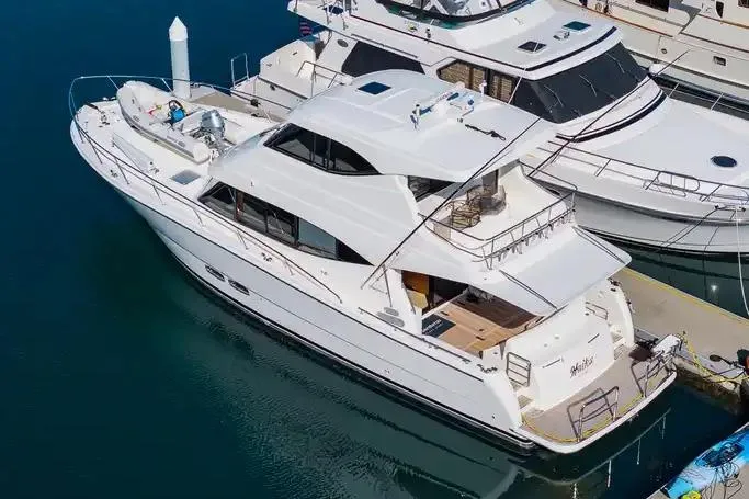 Slide: The Image of 2017 Maritimo M 51 yacht docked in marina, aerial view. - 5