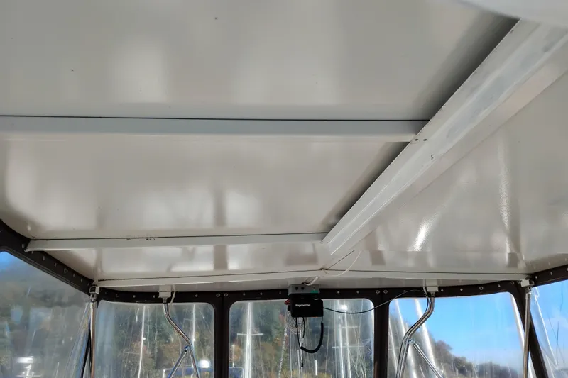 Slide: The Image of Interior view of 1988 Monk 36 Aft Cabin boat ceiling with windows. - 18