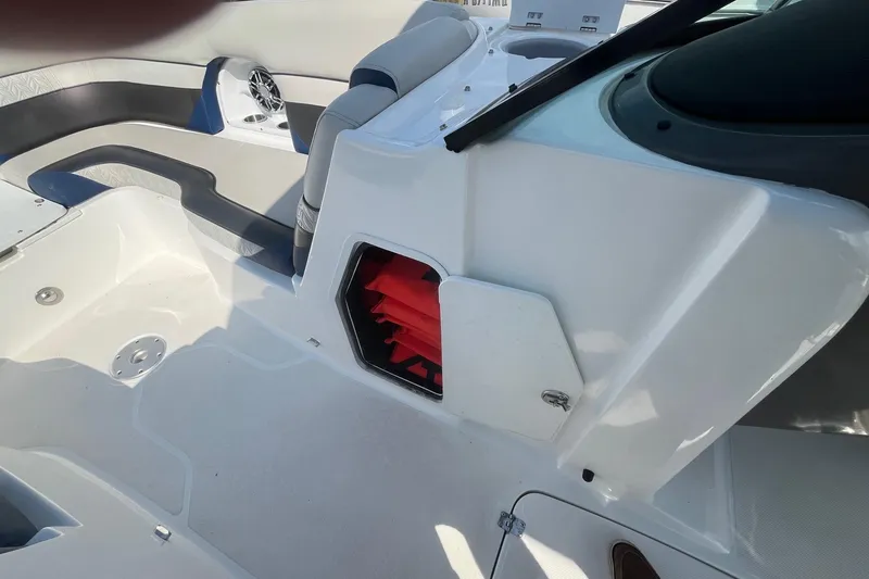 Slide: The Image of Interior of 2021 Hurricane SD 2486 boat showing seating and storage compartment. - 17