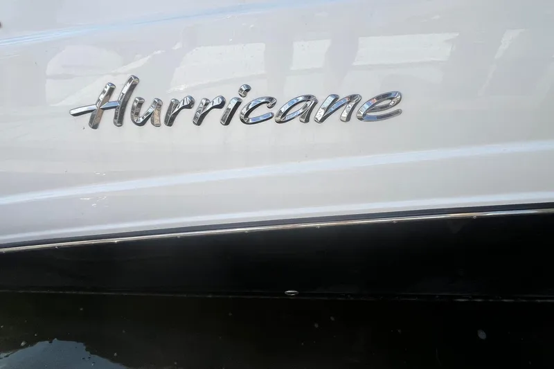 Slide: The Image of 2021 Hurricane SD 2486 boat logo on white hull. - 6