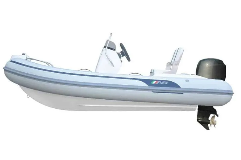 Slide: The Image of 2024 AB Inflatables Oceanus 13 VST boat with Yamaha 40HP engine, side view. - 8