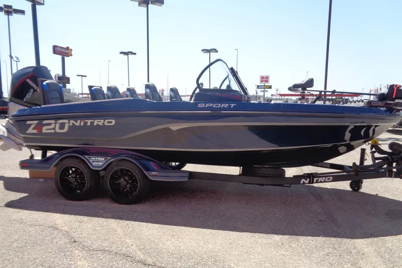 Slide: The Image of 2025 Nitro ZV20 Sport boat on trailer in parking lot. - 5
