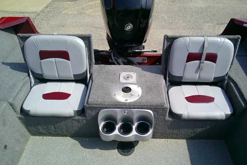 Slide: The Image of 2016 Tracker Pro Guide V-175 Combo boat interior with dual seats and cup holders. - 10