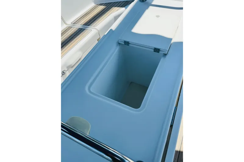 Slide: The Image of Open storage compartment on 2008 Jeanneau Sun Odyssey 45 DS sailboat deck. - 34