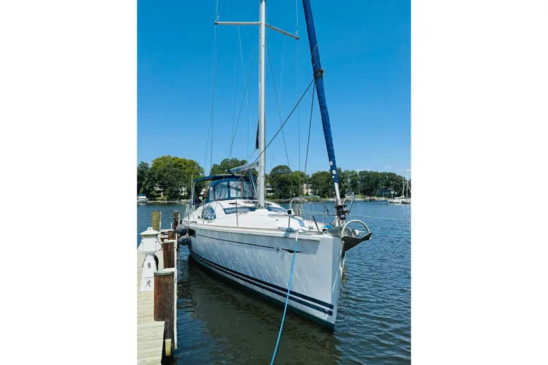 Slide: The Image of 2008 Jeanneau Sun Odyssey 45 DS sailboat docked on a sunny day. - 37