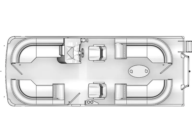 Slide: The Image of 2018 South Bay 224RS pontoon boat with spacious seating, docked near a marina. - 9