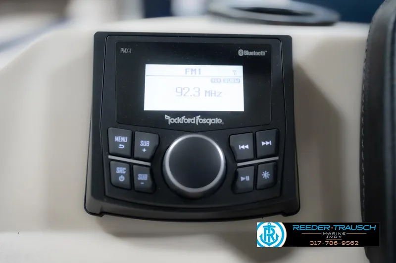 Slide: The Image of Control panel of 2026 Bennington 168 SLJ boat with labeled switches. - 38