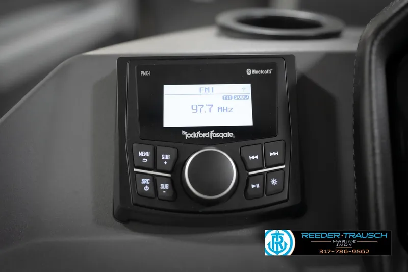 Slide: The Image of Rockford Fosgate PMX-1 stereo system in 2026 Bennington 21 SL boat dashboard. - 38
