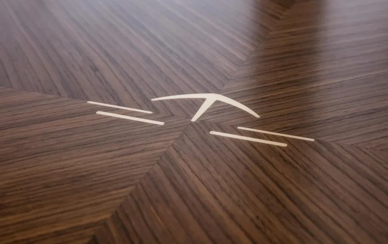 Slide: The Image of Wooden surface with inlaid design on a 2026 Sealine C430 yacht. - 22