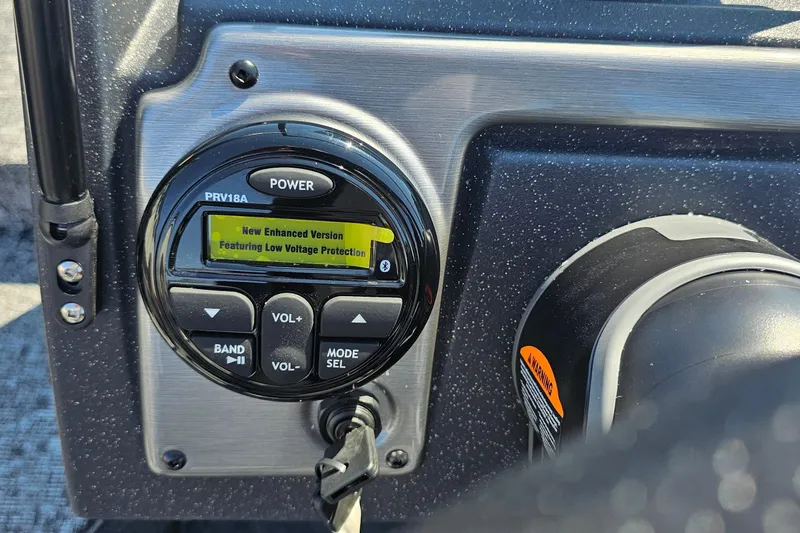 Slide: The Image of 2026 Bass Tracker PGV 175 dashboard with enhanced low voltage protection display. - 18