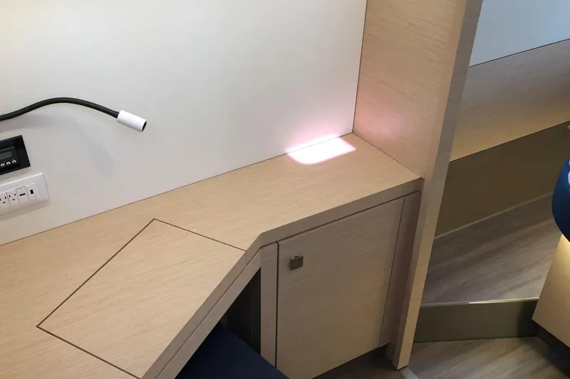 Slide: The Image of Modern interior of 2018 Fountaine Pajot Lucia 40 yacht with sleek wooden finish. - 26