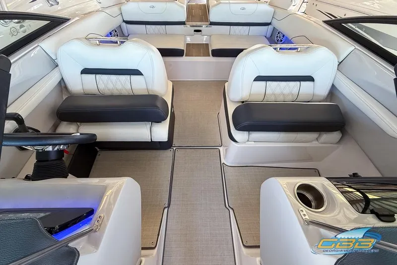 Slide: The Image of Luxurious interior of 2022 Regal LS2 Surf boat with plush seating and modern design. - 43