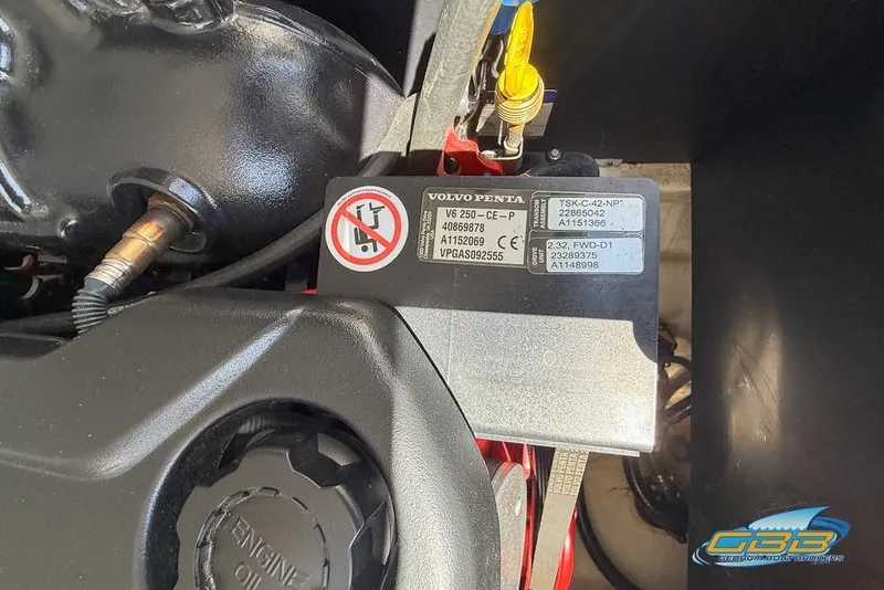 Slide: The Image of Close-up of a 2022 Regal LS2 Surf engine component with Volvo Penta label. - 48