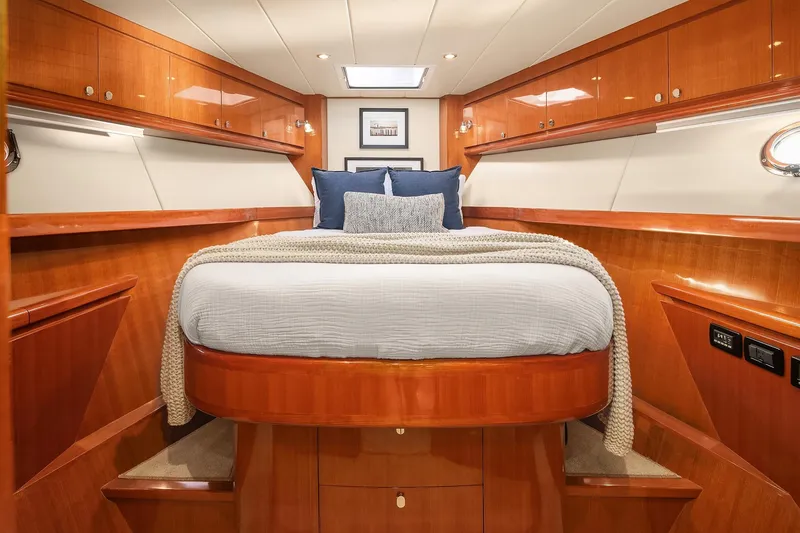 Slide: The Image of Luxurious cabin interior of 2014 Hampton 720 Skylounge LRC yacht with bunk beds. - 54