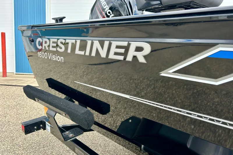 Slide: The Image of 2018 Crestliner CVN16 boat, 1600 Vision model, on a trailer. - 8