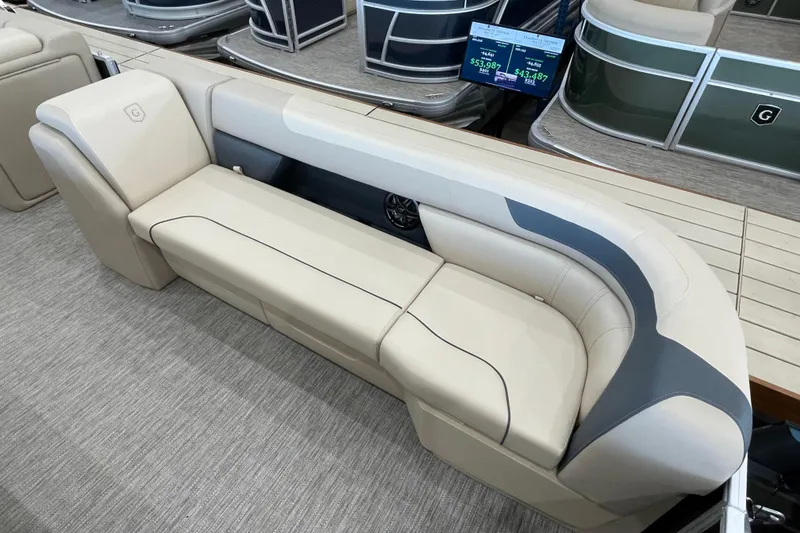 Slide: The Image of Luxurious seating on 2026 Godfrey Sweetwater 2286 C pontoon boat, featuring elegant design and comfort. - 3