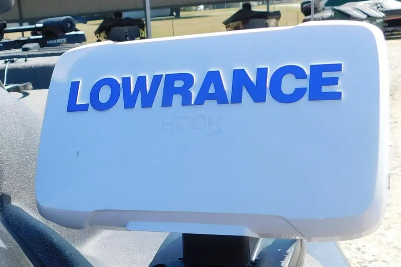 Slide: The Image of Lowrance Hook fish finder on 2022 Tracker Pro Team 175 boat. - 6