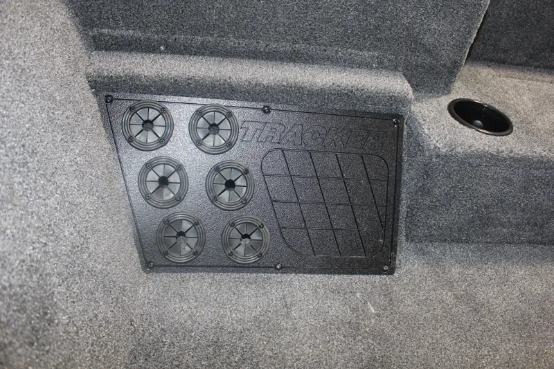 Slide: The Image of Interior of 2026 Tracker Pro Team 195 boat with speaker panel. - 12