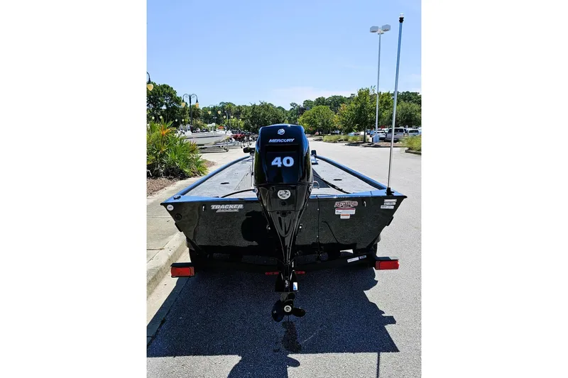 Slide: The Image of 2026 Tracker Panfish 17 boat with Mercury 40 engine in parking lot. - 3