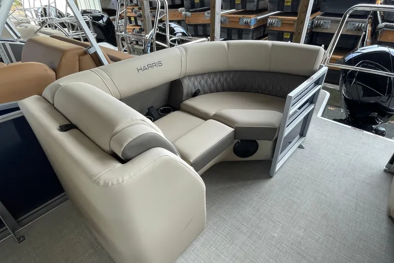 Slide: The Image of 2026 Harris Cruiser 230 boat interior with luxurious seating and modern design. - 15