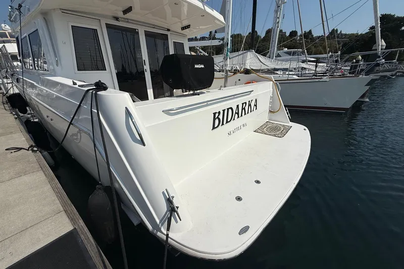 Slide: The Image of 2003 Navigator 53 yacht "Bidarka" docked in marina, Seattle, WA. - 2