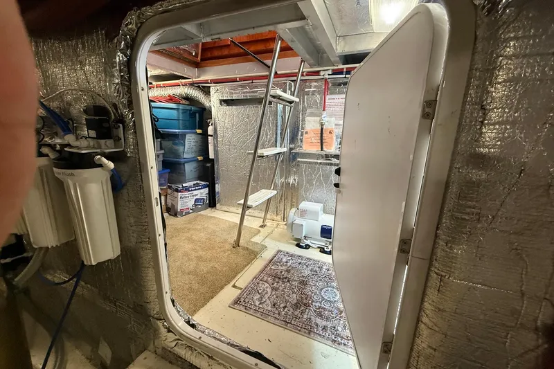 Slide: The Image of Interior of a 2003 Navigator 53 yacht, featuring storage and equipment. - 9