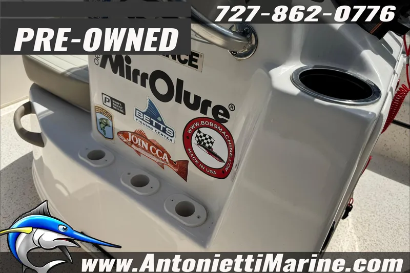 Slide: The Image of Pre-owned 2019 Carolina Skiff 18 JVX CC boat with fishing gear stickers, contact Antonietti Marine. - 24
