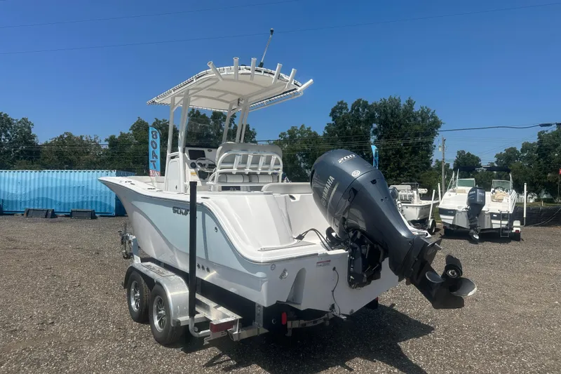 Slide: The Image of 2023 Sea Fox 228 Commander boat with seating and Yamaha outboard motor. - 25