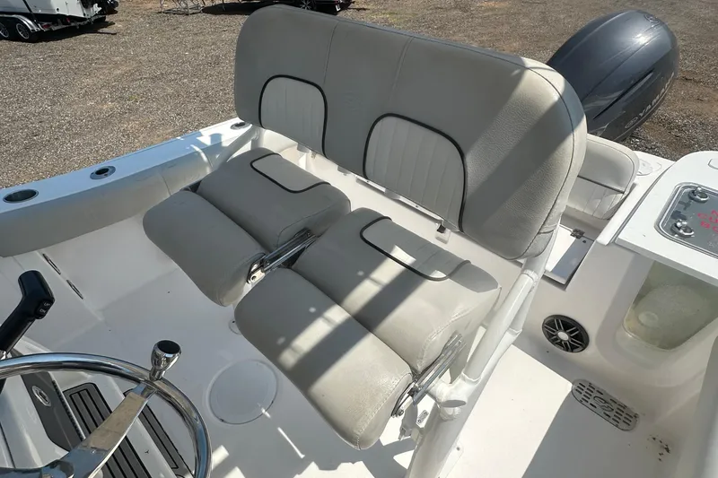 Slide: The Image of 2023 Sea Fox 228 Commander boat with "Not a Cutting Board" label on hatch. - 42