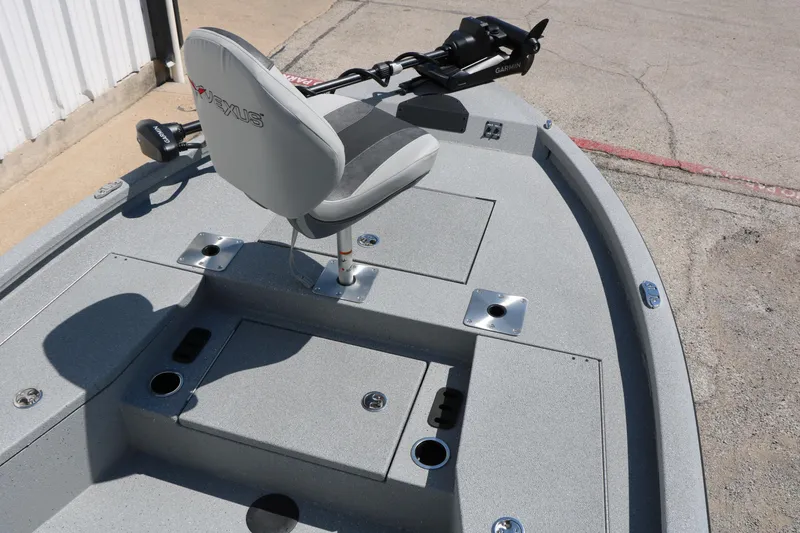 Slide: The Image of 2025 Vexus ACX 2000 boat deck with seat and Garmin equipment. - 17