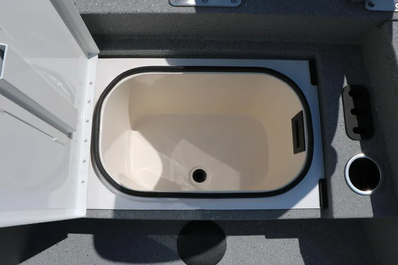 Slide: The Image of Livewell compartment in 2025 Vexus ACX 2000 boat, featuring a sleek, modern design. - 32