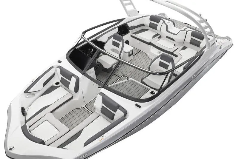 Slide: The Image of 2025 Yamaha Boats 195S, sleek design, spacious seating, modern interior, luxury watercraft. - 5