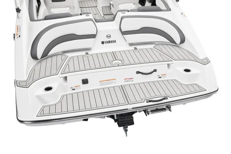 Slide: The Image of 2025 Yamaha Boats 195S rear view, featuring sleek design and spacious seating. - 6