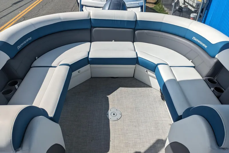 Slide: The Image of 2023 Berkshire 24RFX CTS pontoon boat with spacious seating and cup holders. - 16