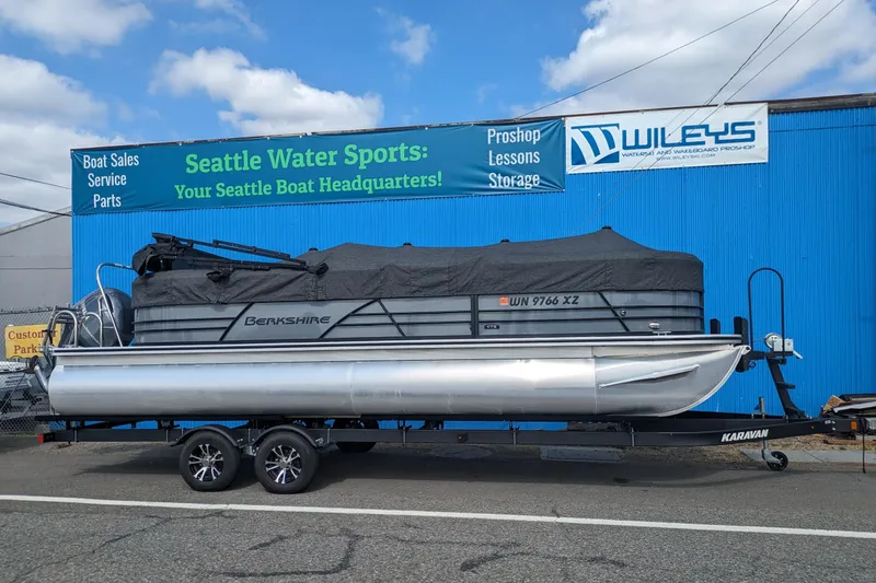 Slide: The Image of 2023 Berkshire 24RFX CTS pontoon boat on trailer at Seattle Water Sports. - 4