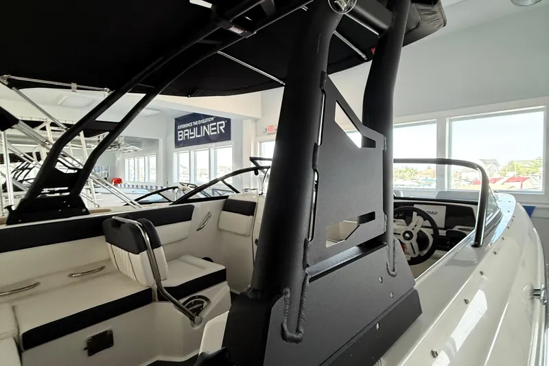 Slide: The Image of 2026 Bayliner D22 boat interior with sleek seating and modern design. - 15