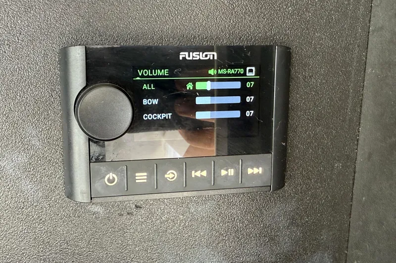 Slide: The Image of Fusion MS-RA770 audio system in 2008 Contender 31 Cuddy boat cockpit. - 22