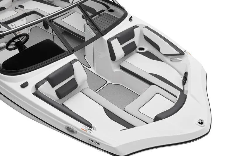 Slide: The Image of 2025 Yamaha Boats AR195 interior with sleek seating and modern design. - 7