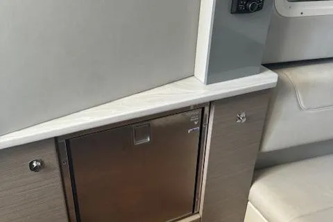 Slide: The Image of Interior of 2020 Formula 380 Super Sport Crossover I/O, featuring sleek cabinetry and seating. - 43