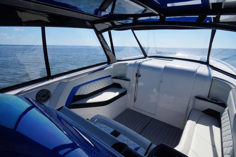 Slide: The Image of Luxurious 2020 Concept 44' Cuddy Cabin boat interior with ocean view. - 19