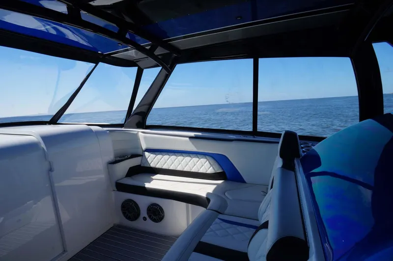 Slide: The Image of Interior of 2020 Concept 44' Cuddy Cabin boat with ocean view. - 22