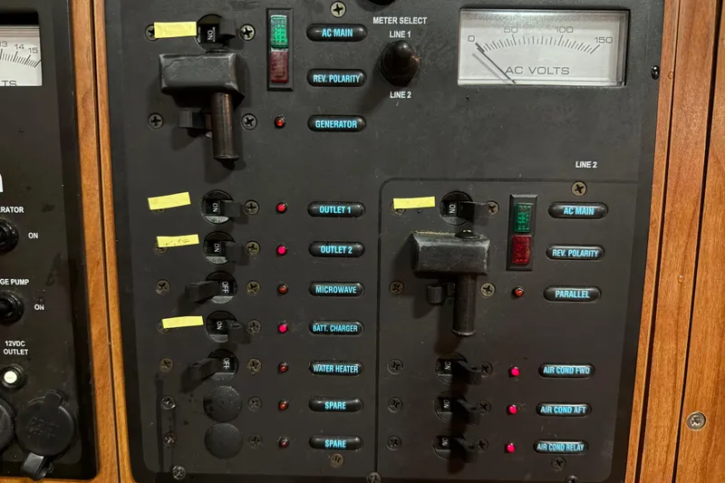 Slide: The Image of Bathroom interior of 2009 Hunter 38 yacht with wooden finishes and shower. - 24