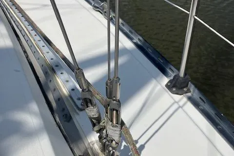 Slide: The Image of Close-up of rigging on a 1990 C&C 30-2 sailboat deck. - 7