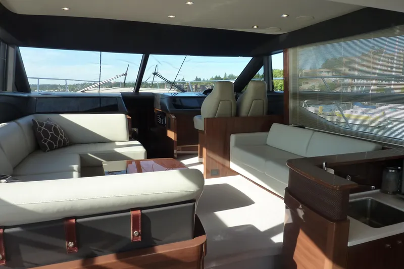 Slide: The Image of Luxurious interior of a 2017 Princess 52 yacht with elegant seating and modern design. - 25