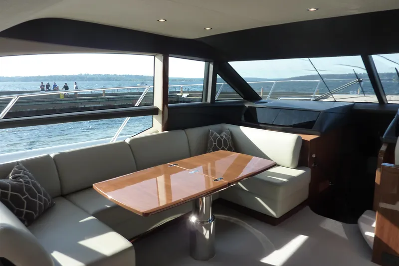 Slide: The Image of Luxurious interior of 2017 Princess 52 yacht with elegant seating and scenic water view. - 30
