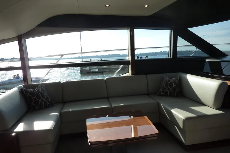 Slide: The Image of Luxurious interior of 2017 Princess 52 yacht with elegant seating and scenic water view. - 31