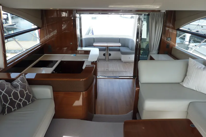Slide: The Image of Luxurious interior of 2017 Princess 52 yacht with elegant seating and wooden finishes. - 40