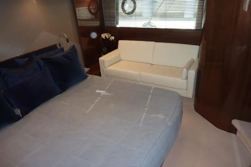 Slide: The Image of Luxurious cabin interior of 2017 Princess 52 yacht with bed and sofa. - 43