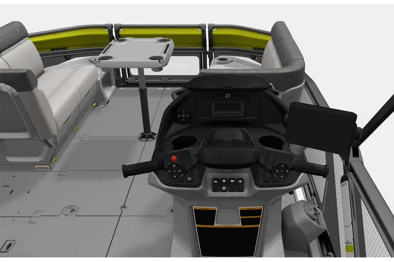Slide: The Image of 2024 Sea-Doo Switch Cruise 18 interior with steering console and seating area. - 4